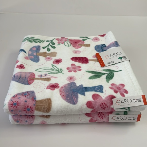 9pc CARO HOME Mushroom Print 100% Cotton Bath Towel Set - Multi - Picture 2 of 9